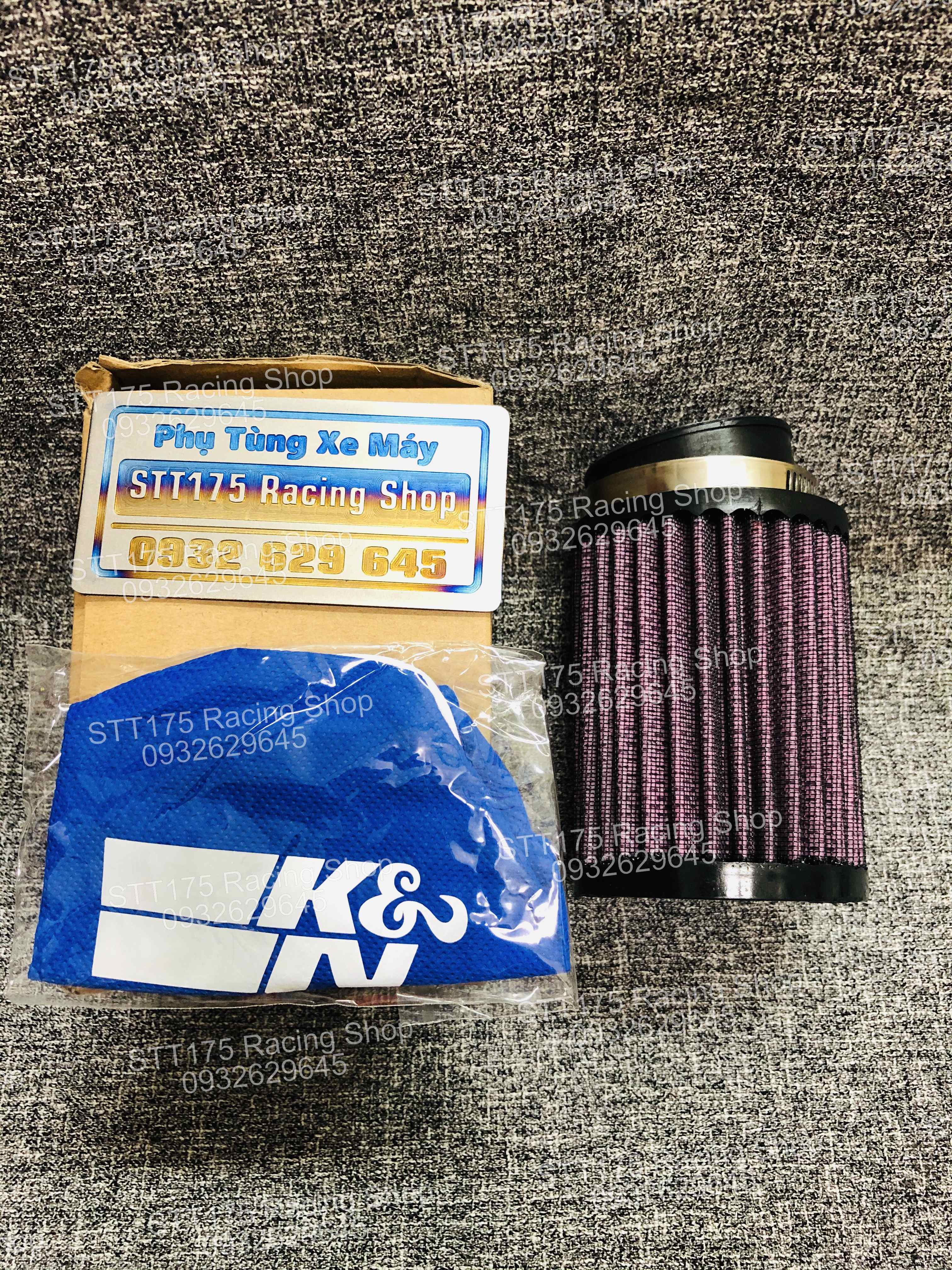 Lọc gió Trụ + Áo trùm K&N ( 1:1 )