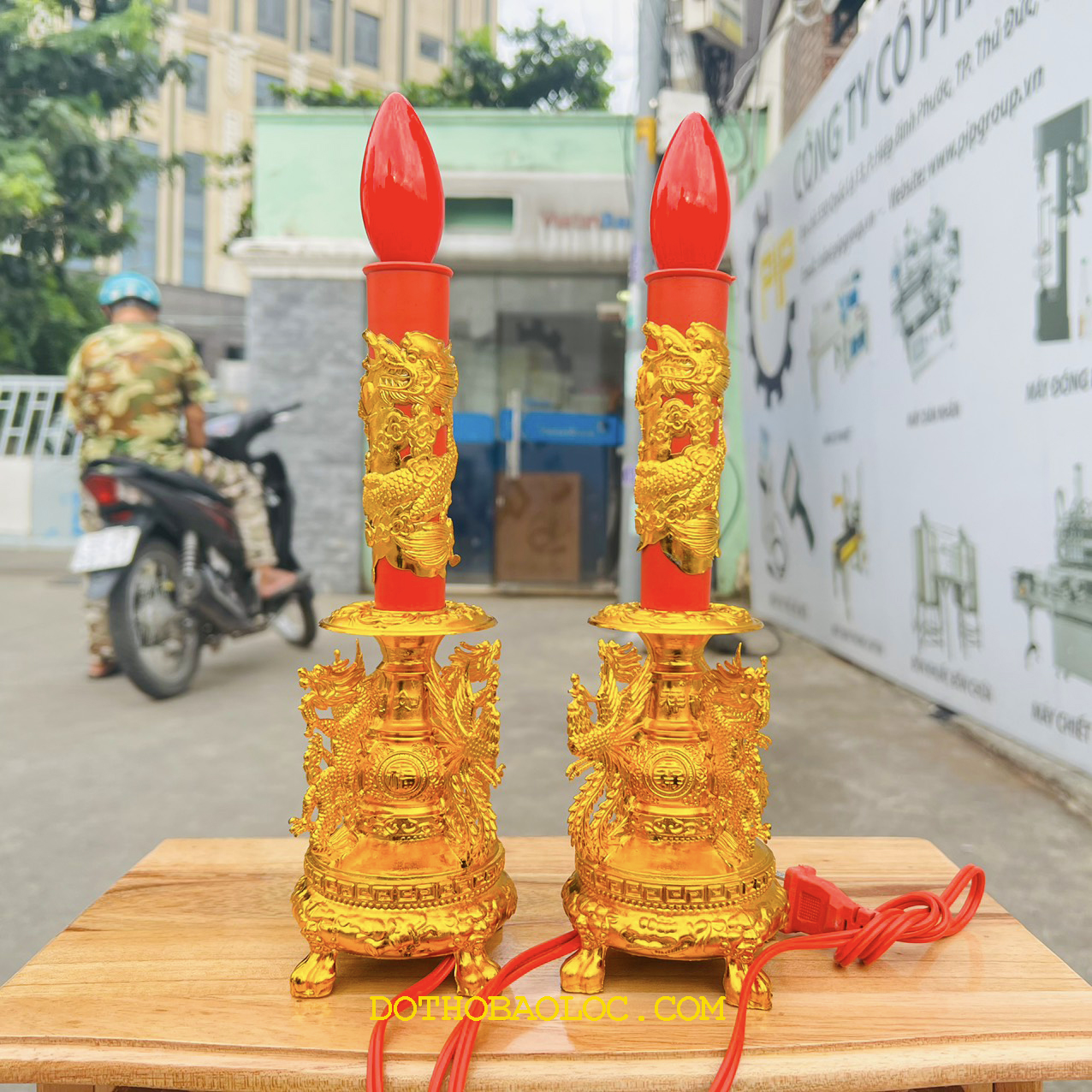 Đèn nến thờ long phụng bằng điện 3 cỡ