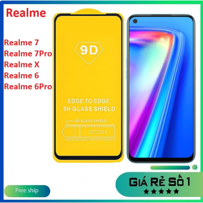 Kính cường lực full màn hình Realme 7/ Realme 7 Pro/ Realme 6/ Realme 6 Pro/ Realme X - tặng phụ kiện dán