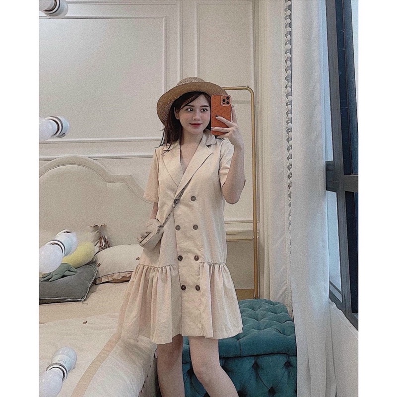 Đầm cổ vest đuôi cá 2 màu