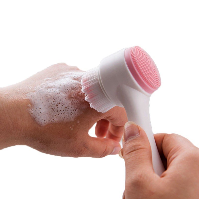 (Hỏa Tốc HCM)Cọ massage rửa mặt silicon 2 đầu thông minh mềm mại