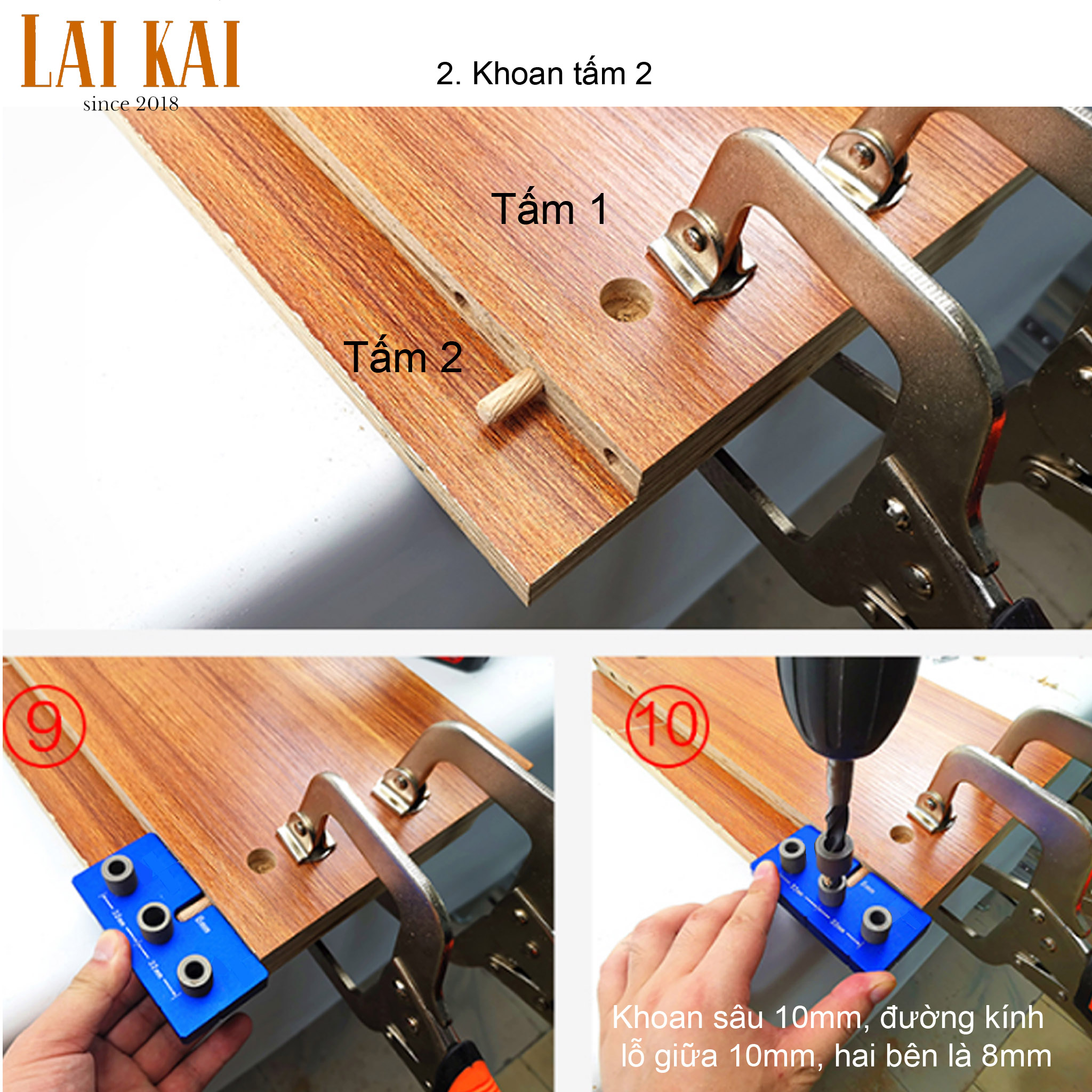 [HCM]Cữ khoan ốc cam chốt gỗ