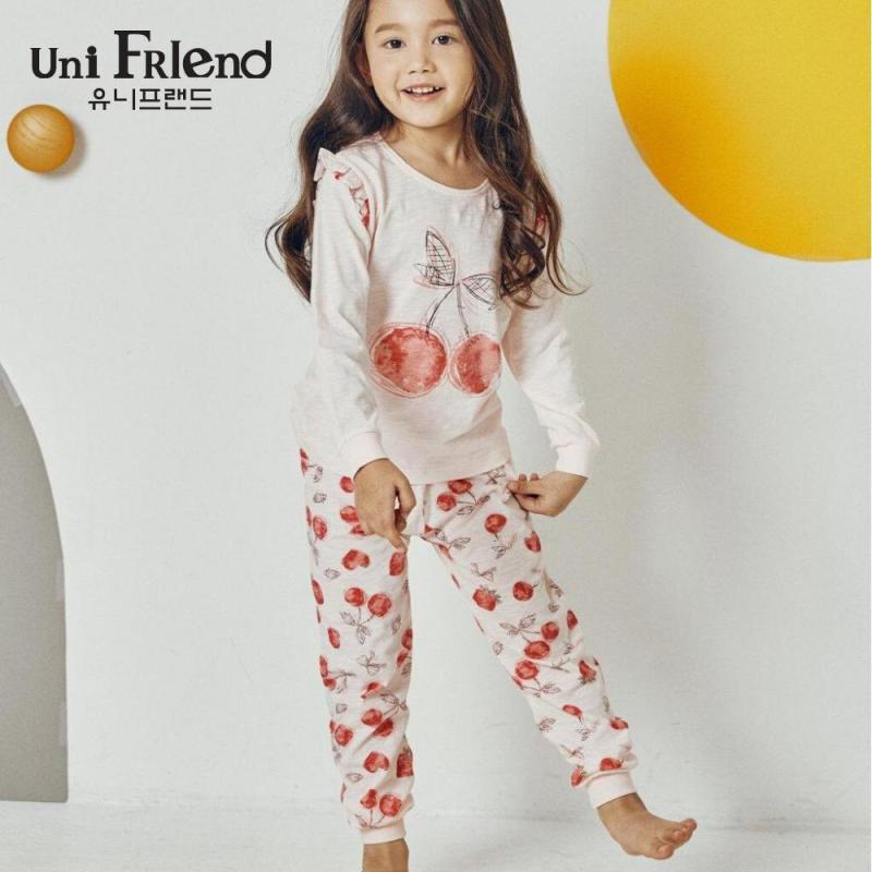 Nơi bán Độ bộ mặc nhà bé gái Unifriend thun dài họa tiết cherry U9SSTD03