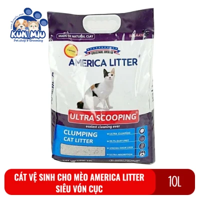 Cát vệ sinh cho mèo America Litter 10L Siêu vón cục Ultra scooping