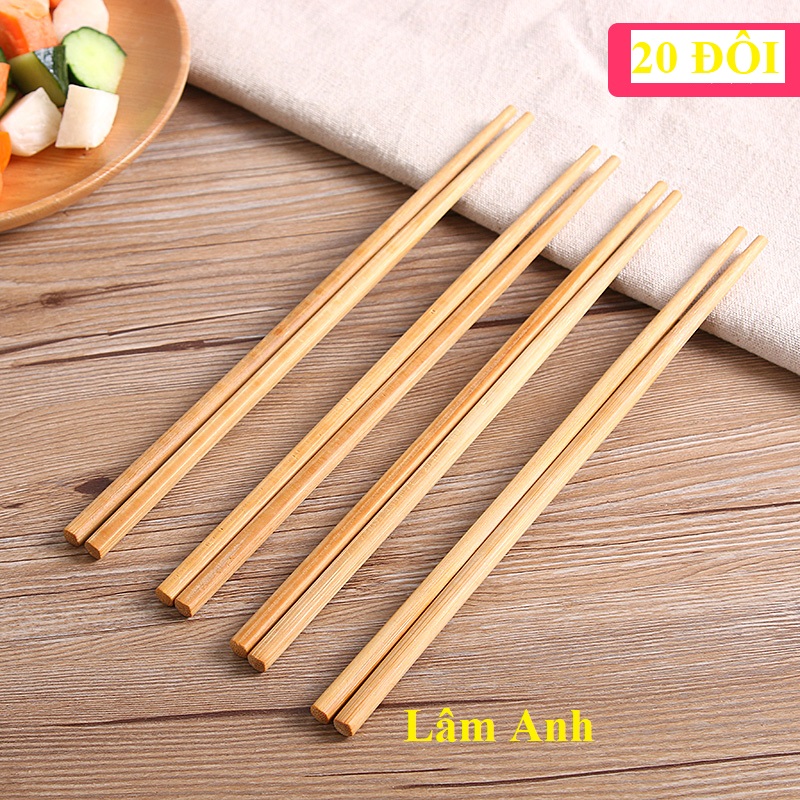 COMBO 20 Đôi Đũa Tre Tự Nhiên Không Pha