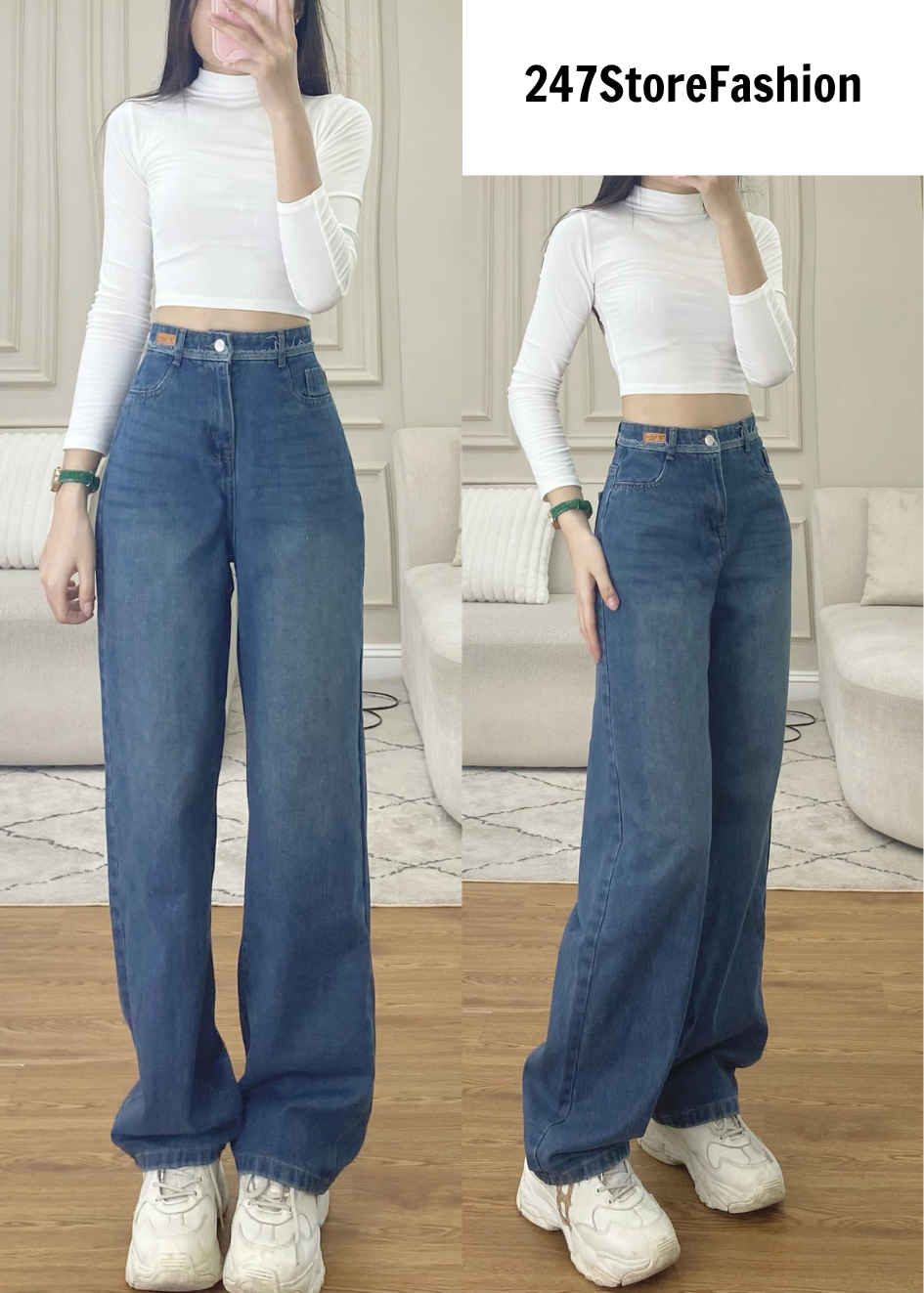Quần jeans suông cạp cao - 247storefashion - quanjeanq900_p0k43