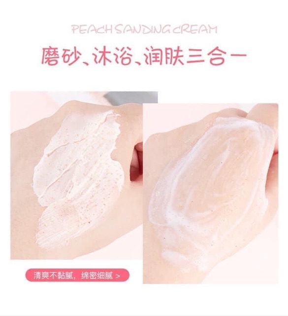 Tẩy Tế Bào Chết Body Đào Peach Cream 200g  Kết cấu dạng kem được làm mới cho da,thoa nhẹ lên da là các chất dưỡng tẩy da lập tức thấm và làm sạch sâu đã từ bên trong,cực mịn ko gây khô ráp