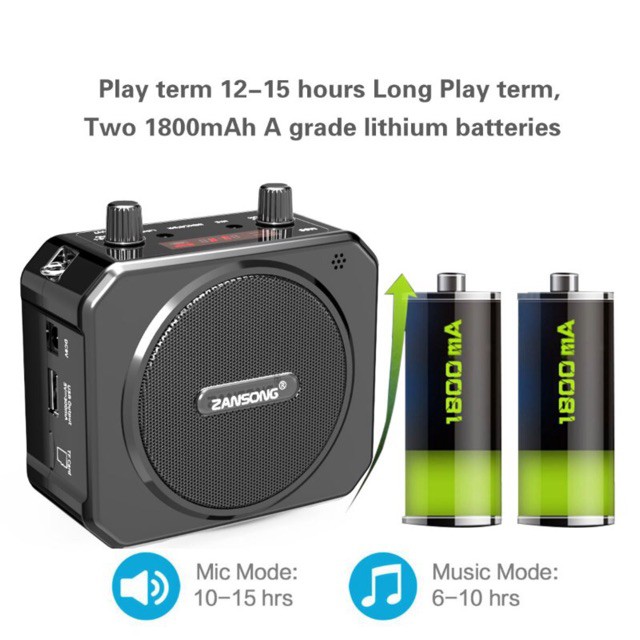 [HCM]Máy Trợ Giảng Không Dây Kèm Micro Zansong M80 Có Bluetooth