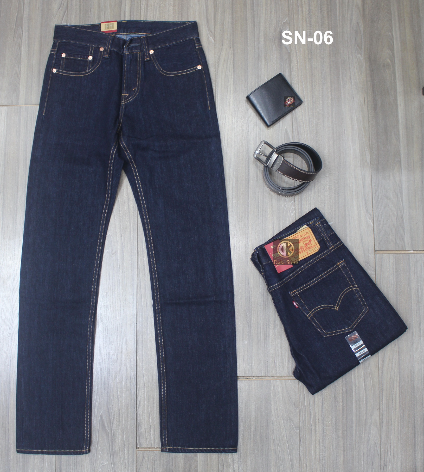 Quần Jean Nam Ống Suông Cao Cấp Xám Đậm AUS-07 Quần Suông Ống Rộng Chất Cotton Không Co Giãn Sang Trọng Lịch Sự - DOKI