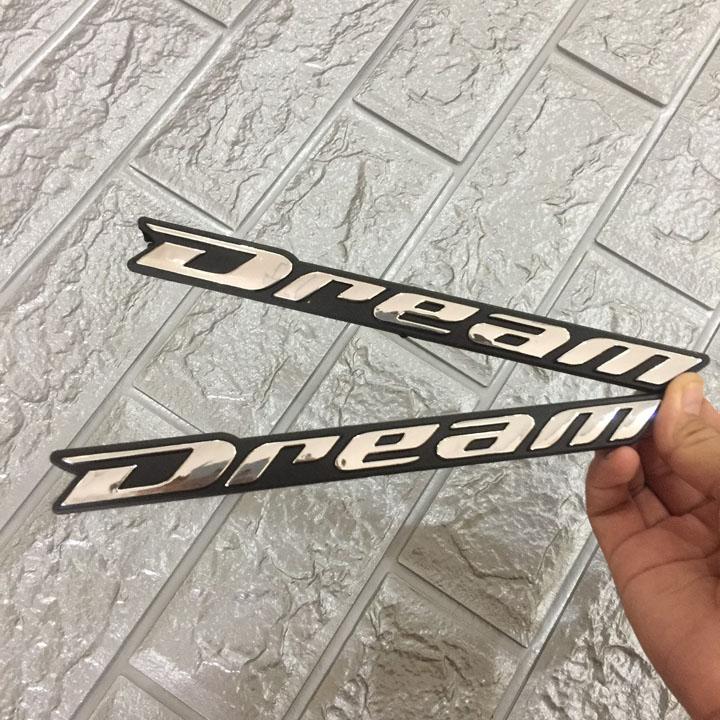 Tem logo chữ nổi xe DREM màu Bạc