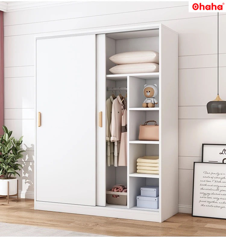 Tủ quần áo gỗ công nghiệp 2 cánh lùa Ohaha - CL004