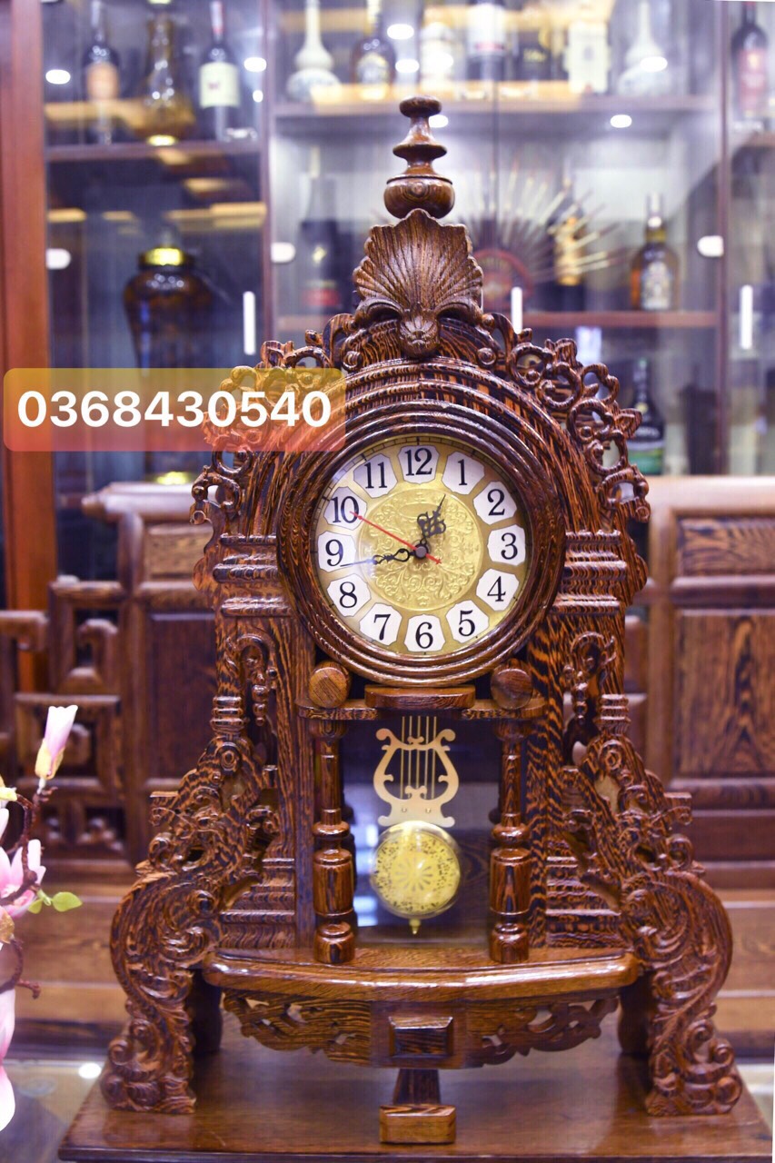 [ XẢ LỖ ] Đồng Hồ Quả Lắc Gỗ Mun Đuôi Công [ Gỗ Mun 100%_Hàng loại 1]