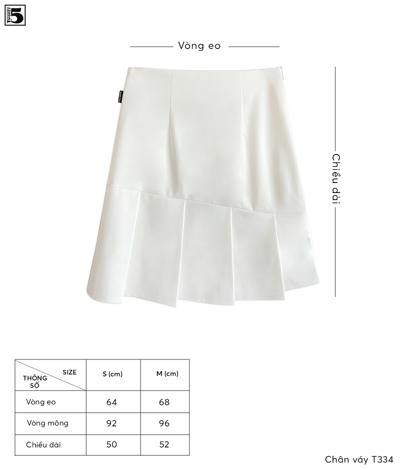 CHÂN VÁY XẾP LY LỆCH THÂN VÁY (2 LỚP) TWENTYFIVE T338