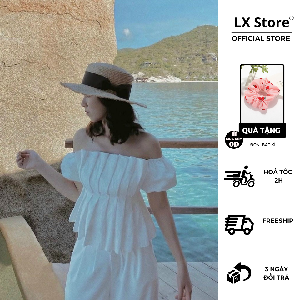 Áo rớt vai xếp li unno