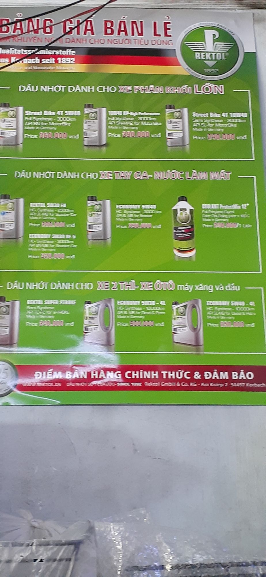 [HCM]nhớt REKTOL 10w40 cho ExWiner Sonic..
