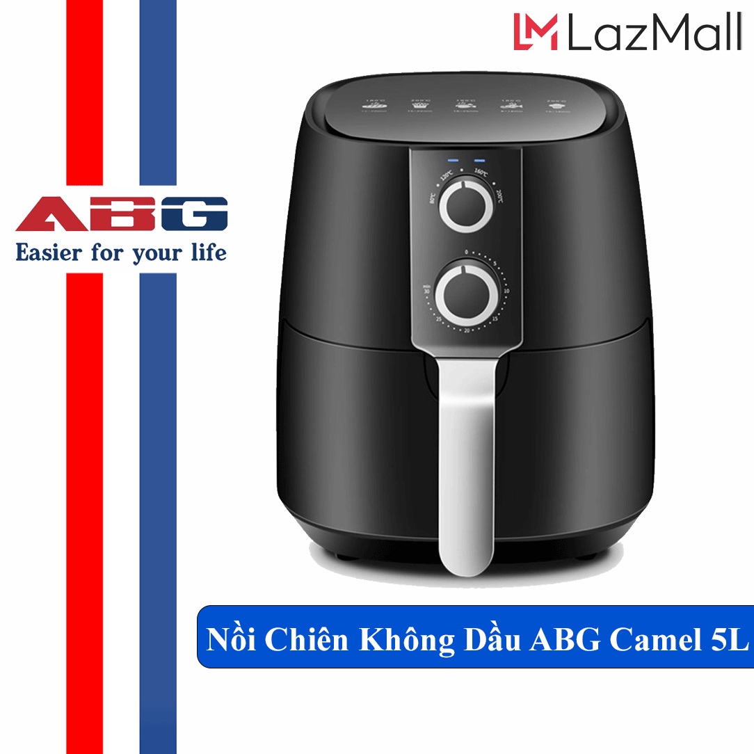 Nồi Chiên Không Dầu ABG Camel 5L Công Suất 1350W Thế Hệ Mới Không Dầu, Không Khói, Không Lo Sợ Béo, Làm Chín Thực Phẩm Cực Nhanh - Bảo Vệ Sức Khỏe Mọi Nhà - Hàng Chính Hãng
