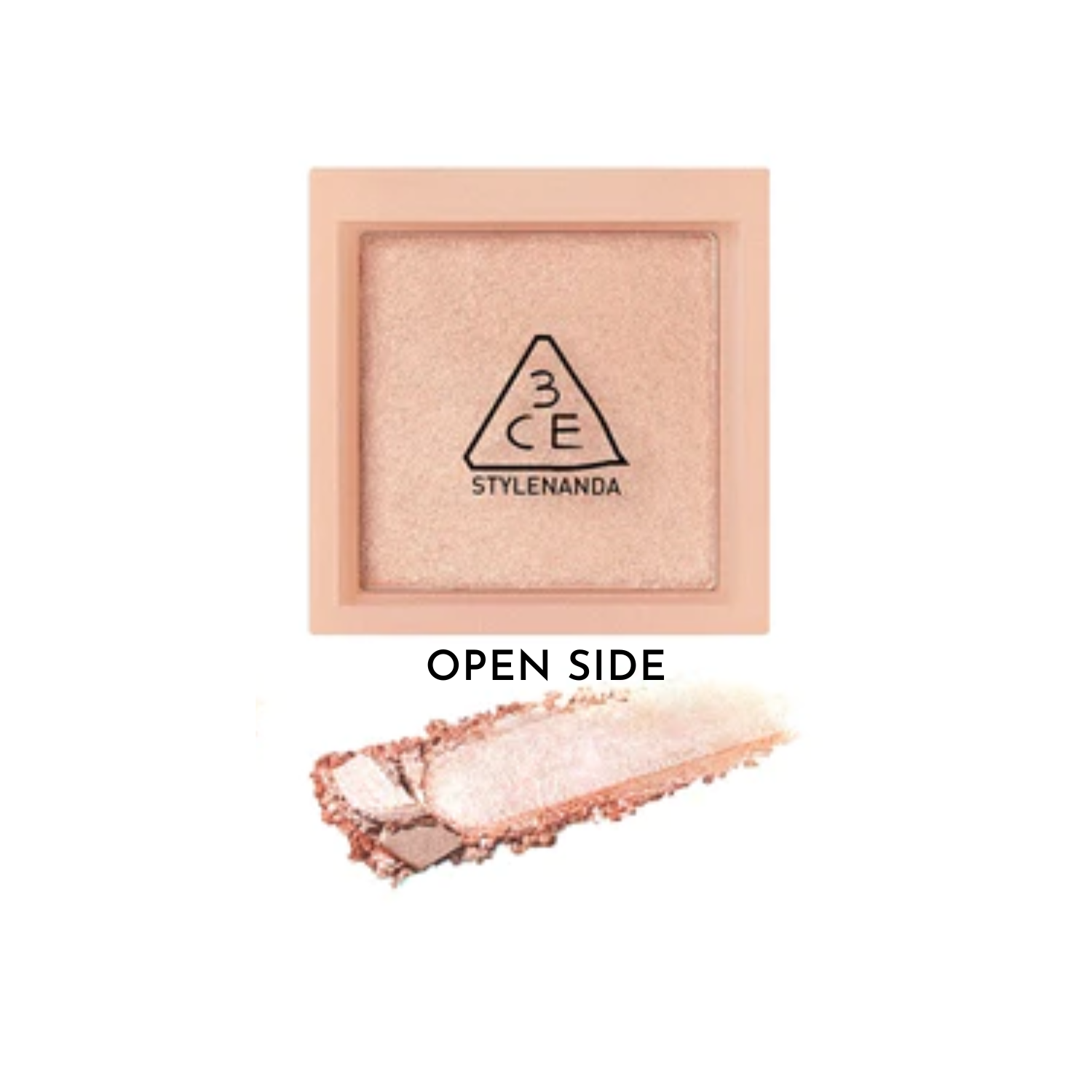 Phấn Bắt Sáng 3CE FACE HIGHLIGHTER Hộp Vuông 4,8g [All Rounder - Gentle Beige - Open Side]