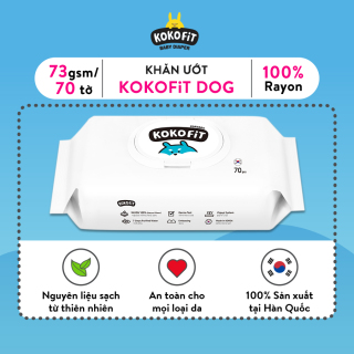Khăn Ướt Thiên Nhiên KOKOFiT - DOG Hàn Quốc 100% Vải Rayon 70 tờ hộp 416g thumbnail