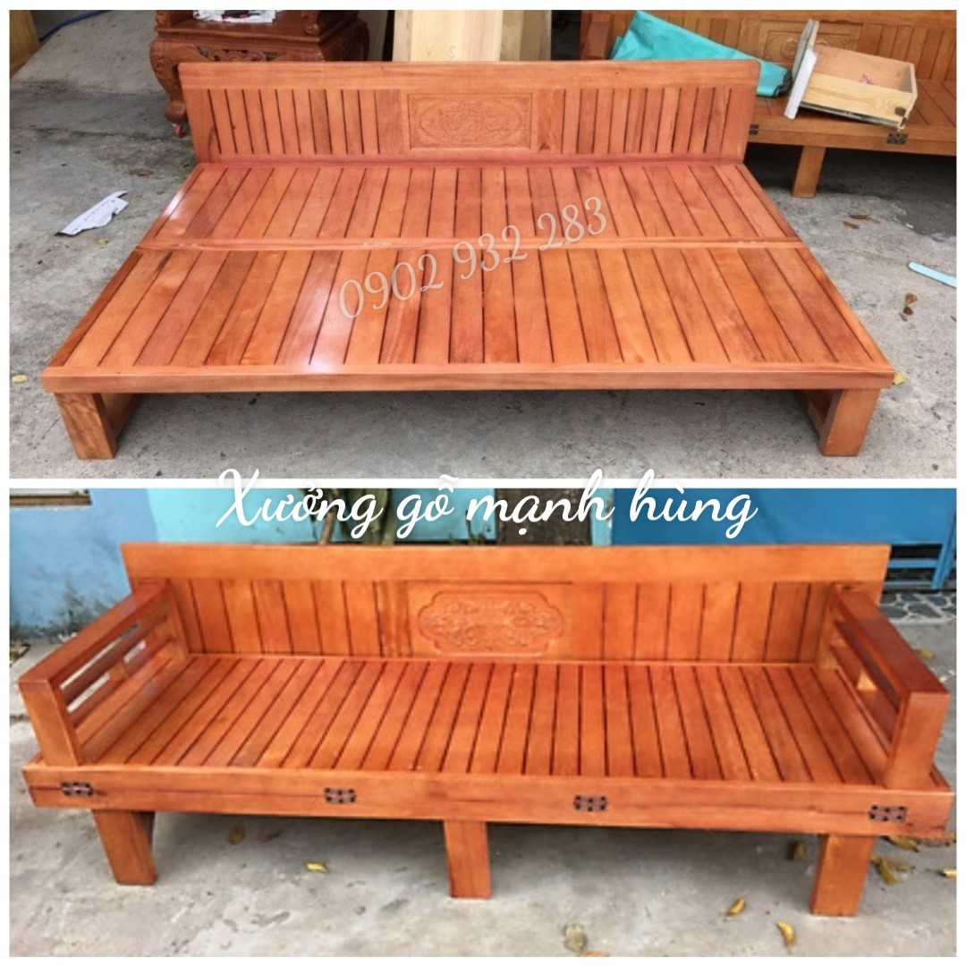 Sofa giường - giường gấp gỗ tự nhiên Kích thước:1,2m x 1.9m