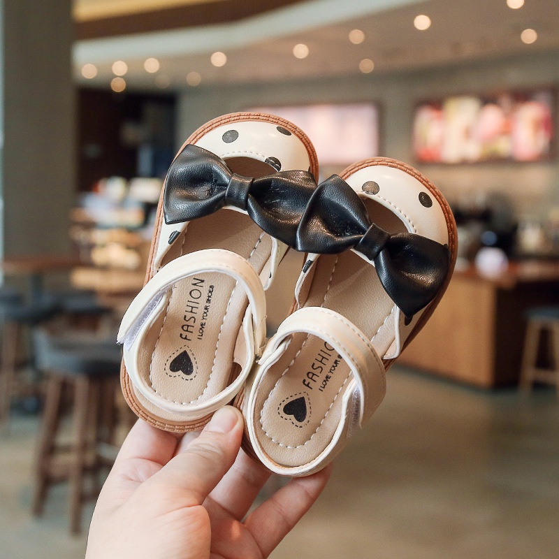 Giày búp bê bé gái - Giày búp bê chấm bi nơ da PU cao cấp cho bé gái tuổi 1-5
