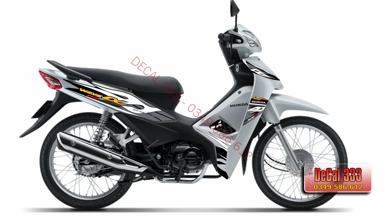Tem Rời WAVE ALPHA 110 - LỬA - XÁM TRẮNG đen 831570 (Tem 3 Lớp Chống Phai Màu)