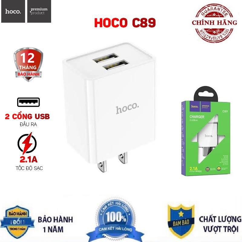 CỐC SẠC NHANH 2 CỔNG HOCO C892.4A-CHÍNH HÃNG HOCO C89