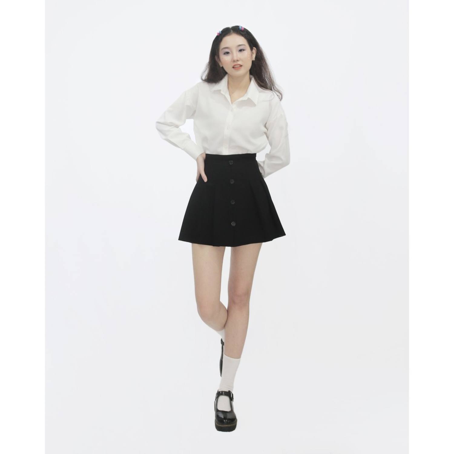 DALLA Chân váy xếp ly tennis đen (CVTN01)