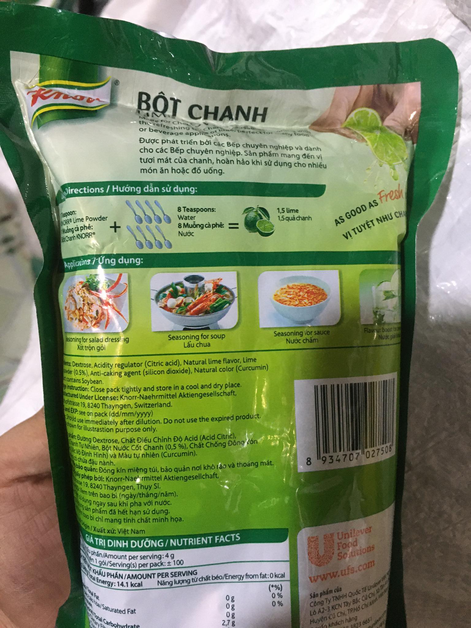 Bột chanh knorr Lime Powder 400g