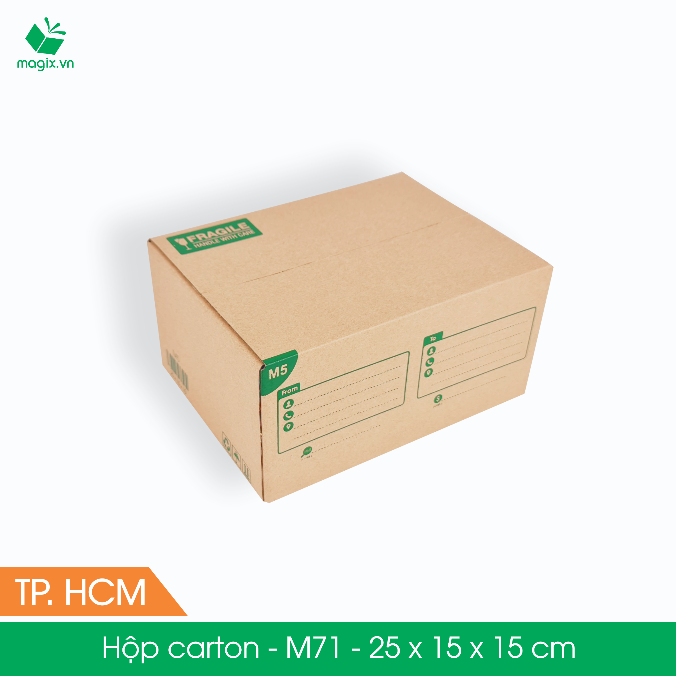  20 Thùng hộp carton cứng cáp chắc chắn, bảo vệ sản phẩm tốt, dễ dàng di chuyển - M71 - Kích thước 25x15x15 cm 