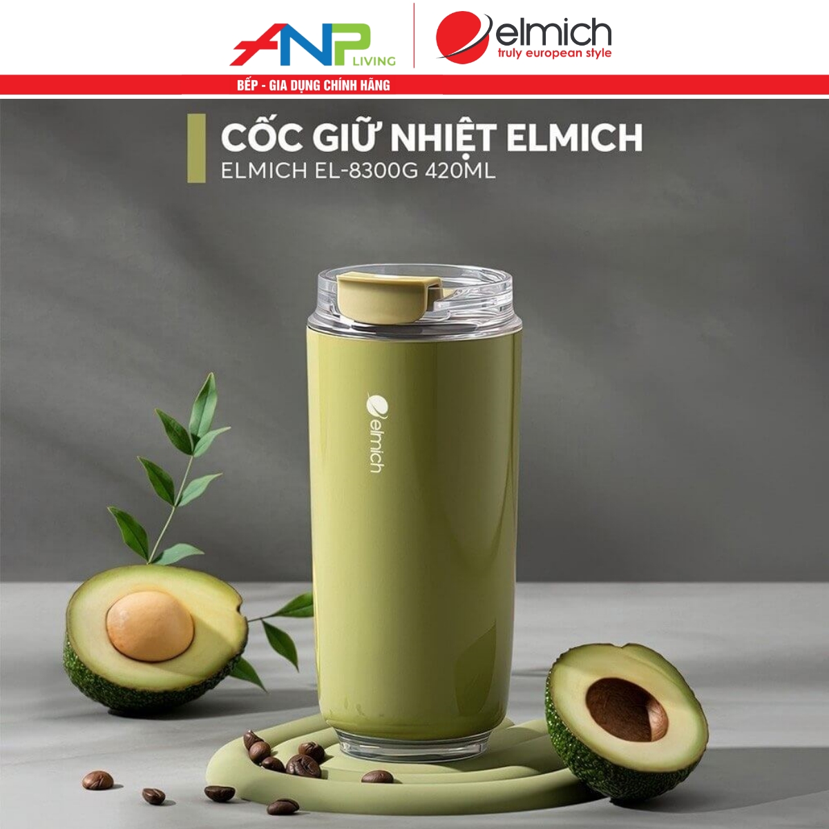 Cốc Giữ Nhiệt ELMICH EL-8300 (Dung Tích 420ML, INOX 304, Giữ Nhiệt 3 Lớp)