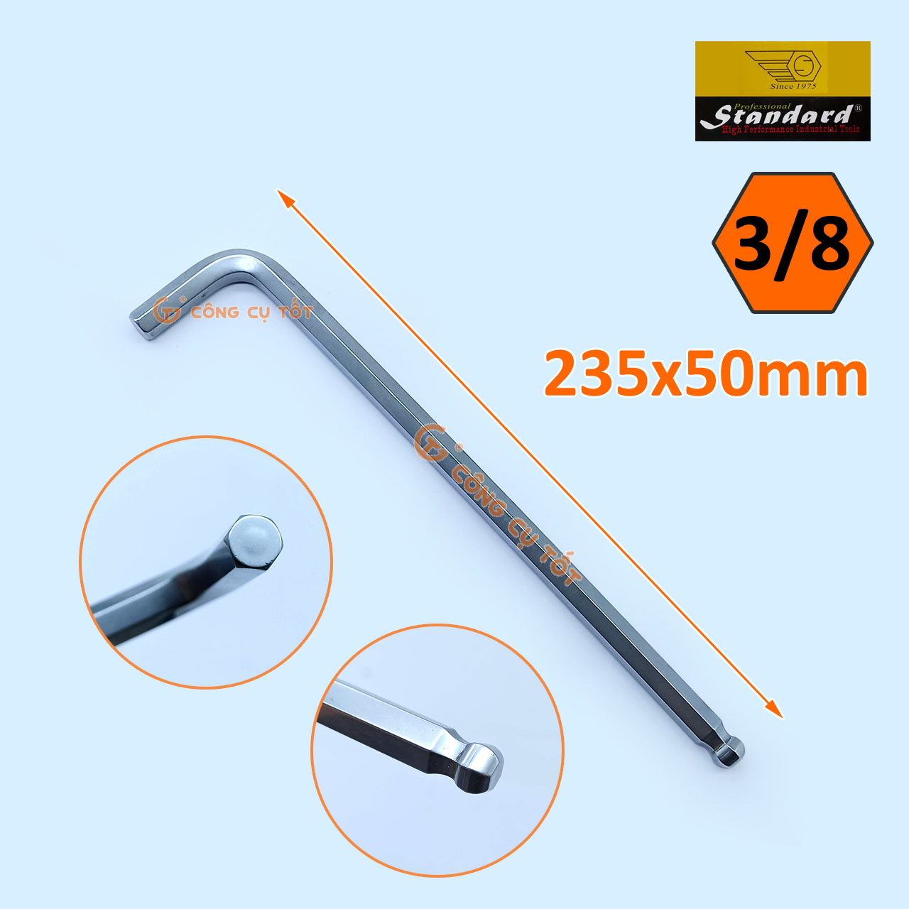 Lục giác lẻ đầu bi chữ L Standard hệ inch