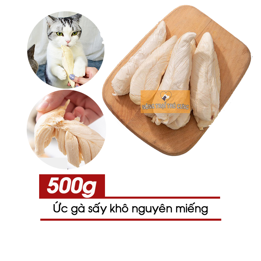 Thịt Ức Gà Sấy Khô (Nguyên Miếng) Cho Chó Mèo - [Nông Trại Thú Cưng]