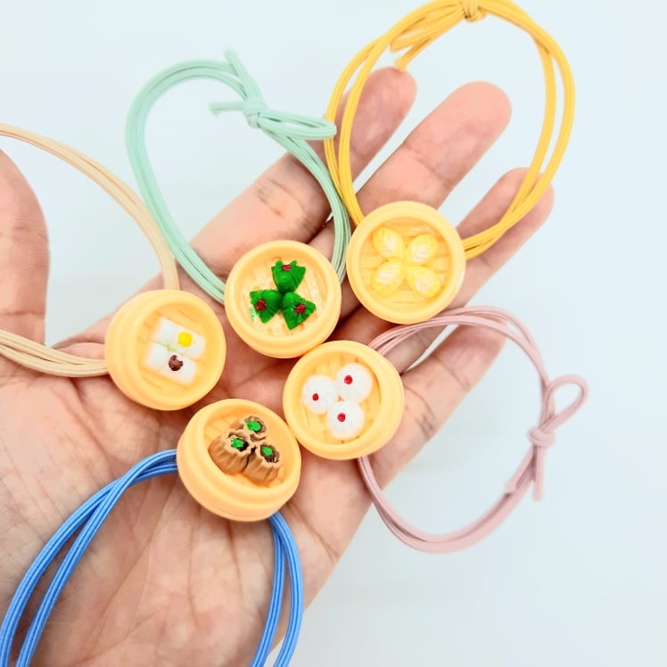 3 Sợi Dây cột tóc Icon,thun cột tóc hình đồ ăn siêu đáng iu