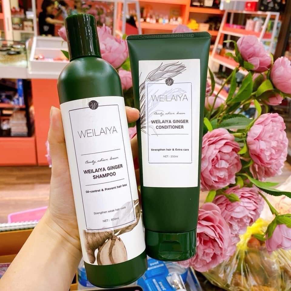 Bộ dầu gội, xả gừng tinh chất hà thủ ô (Weilaiya Zingiber Officinale Juice Repairment Hair)
