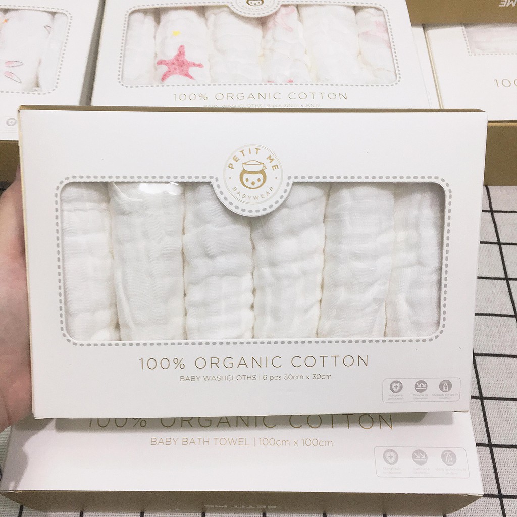 Khăn Sữa Petit Me 6 Lớp Chất Liệu Cotton Oganic Tự Nhiên