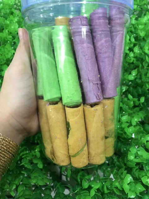 Bánh Ống Kem Mix 3 Vị Dứa , Đậu Phộng , Môn - 250G