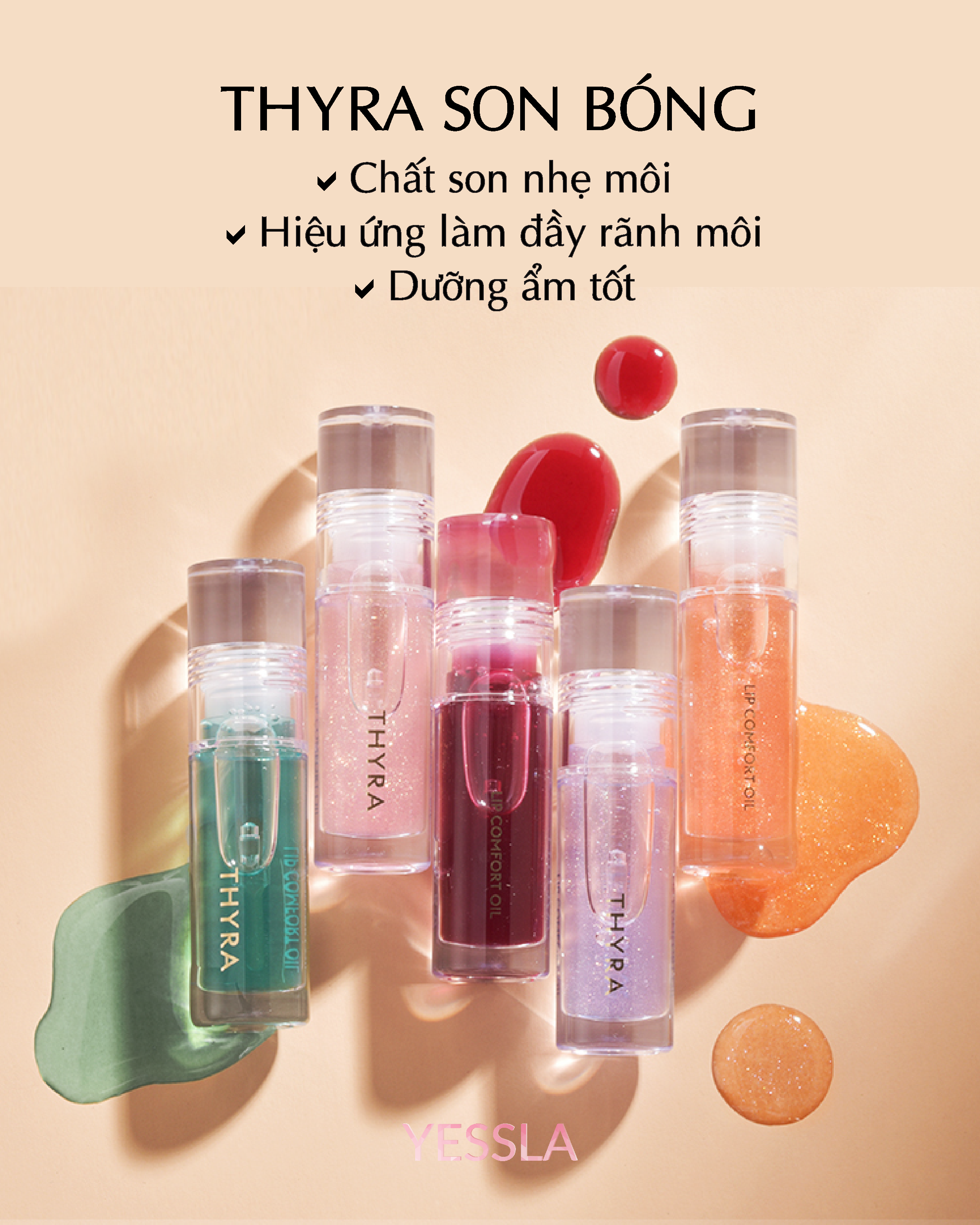 Thyra - Son bóng dưỡng ẩm mềm mịn môi