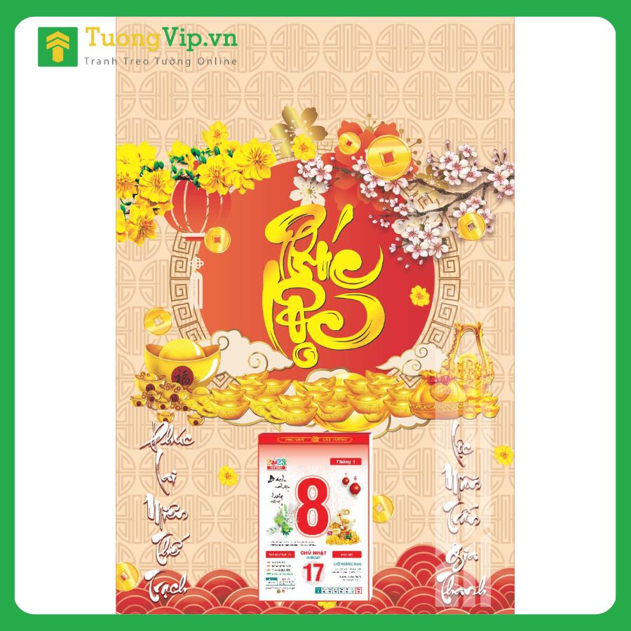 Lịch Gỗ Treo Tường Laminate Tráng Gương 2025 (40x60 cm) - Phúc Lộc TV15