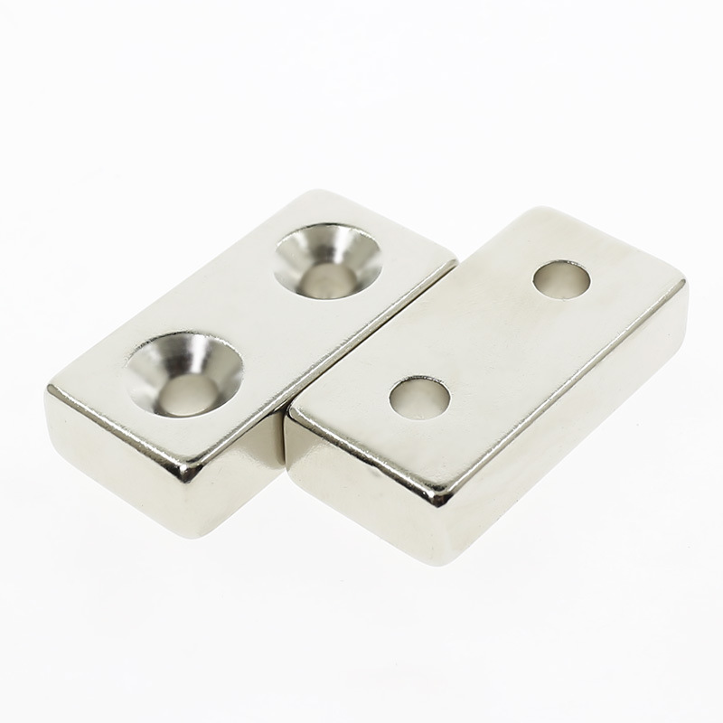 Nam châm đất hiếm 2 lỗ vít 40x20x10mm