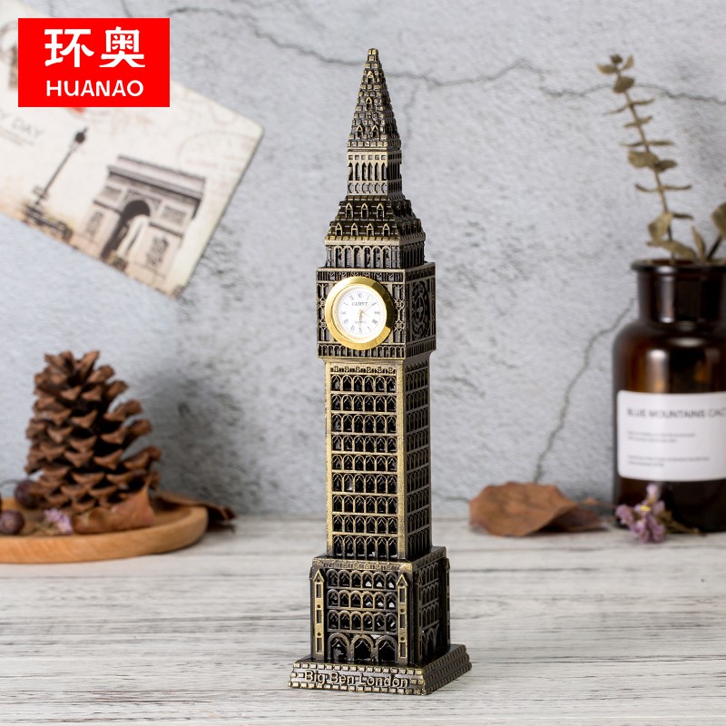 Mô hình trang trí tháp đồng hồ Big Ben London nước Anh bằng kim loại mạ màu