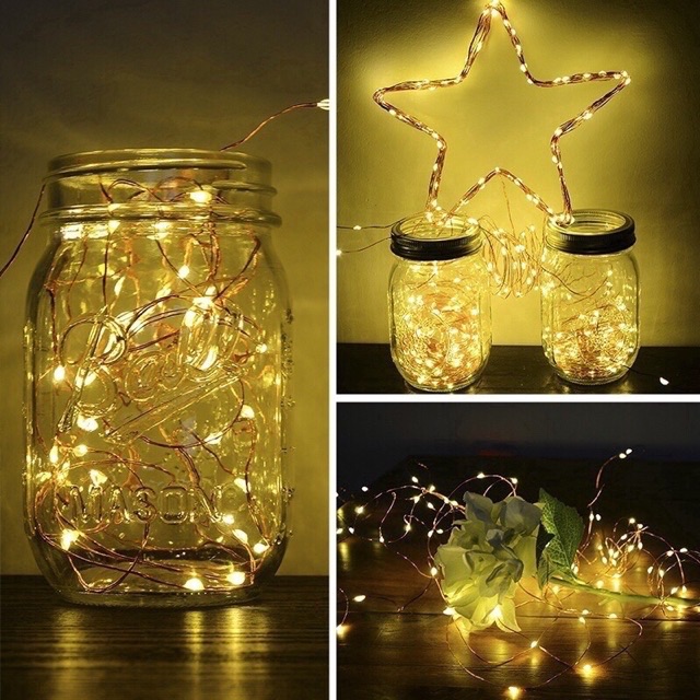 Dây Đèn Led Fairy Dùng Pin 3M (Đèn Đom Đóm) Không Chớp (Tặng Kèm Pin)