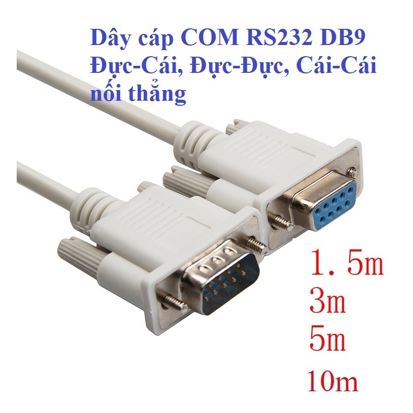 [HCM]DÂY NỐI DÀI CỔNG COM 9 CHÂN 1.5M-3M-5M-10M, DÂY NỐI COM RS232 ĐỰC CÁI, DÂY COM RS232 FEMALE-MALE