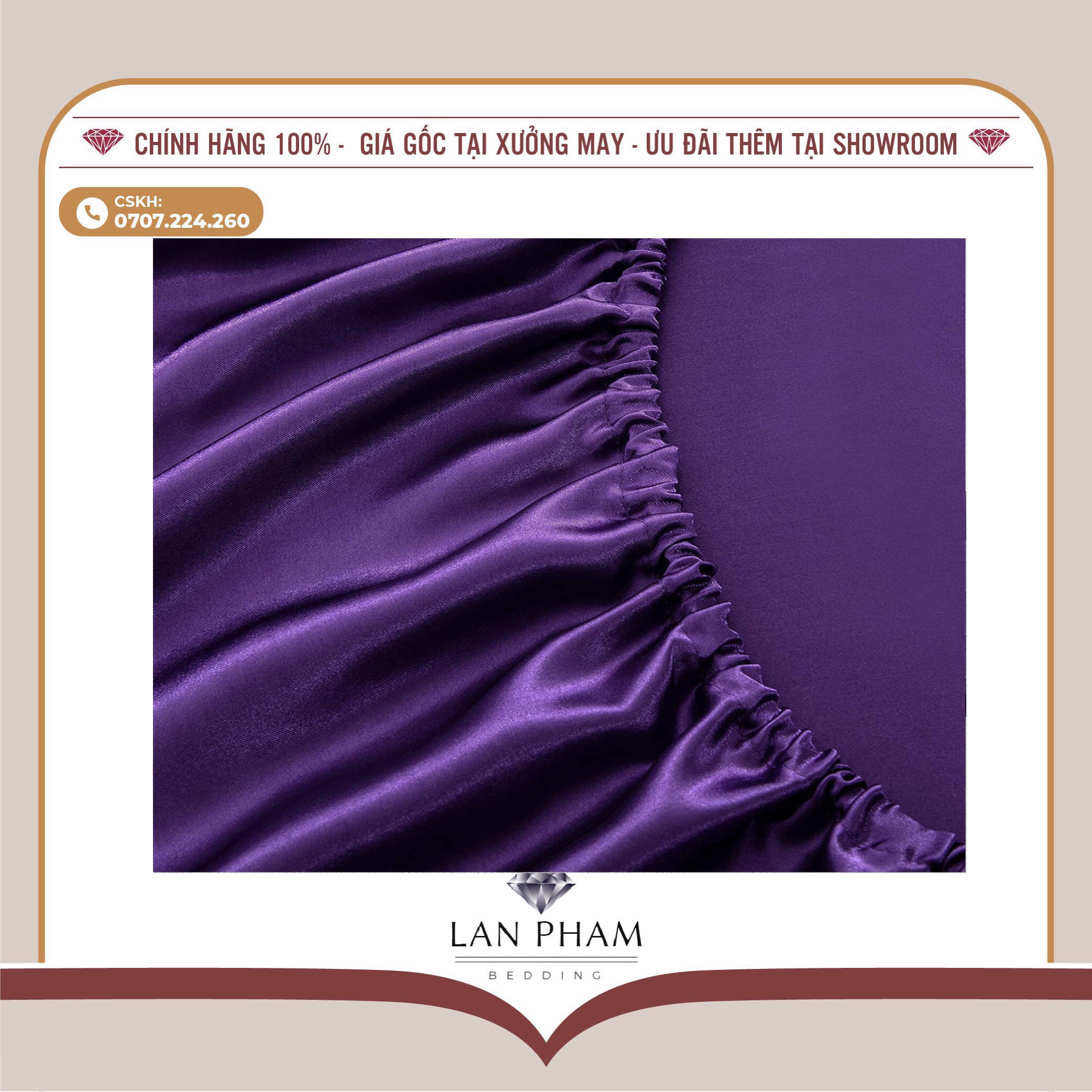 GA - DRAP GIƯỜNG LẺ PHI LỤA TÍM THAN LAN BEDDING