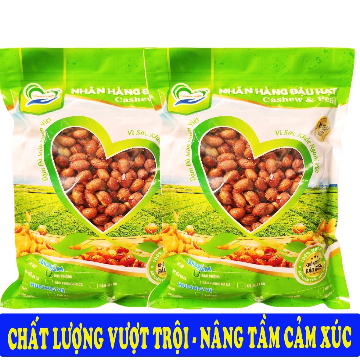 1Kg Đậu Phộng Rang Muối 2 Túi ZIP Tâm Đức Thiện Đồ ăn vặt ngon rẻ