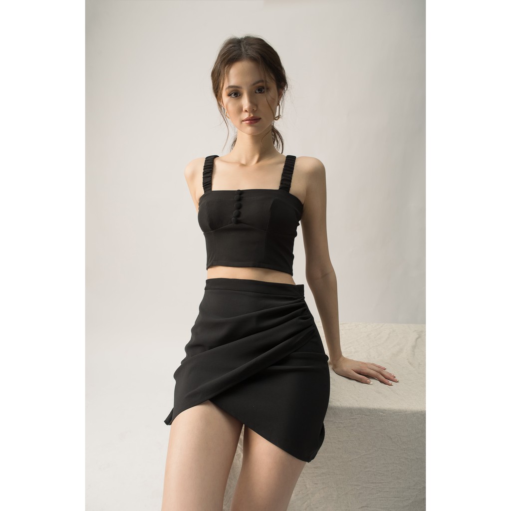Chân váy vạt chéo xếp nhún - LUCY MINI SKIRT, SOLID
