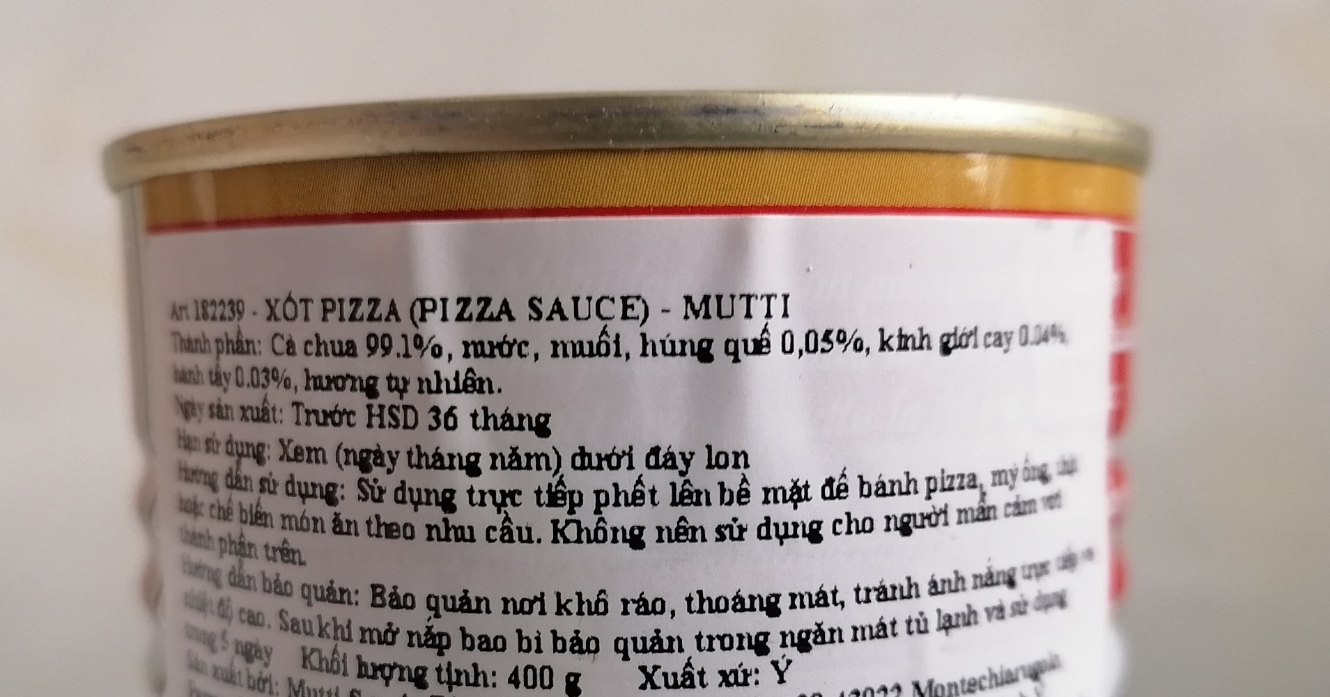 [Hộp 400g] XỐT PIZZA [Italia] MUTTI Pizza sauce Aromatica