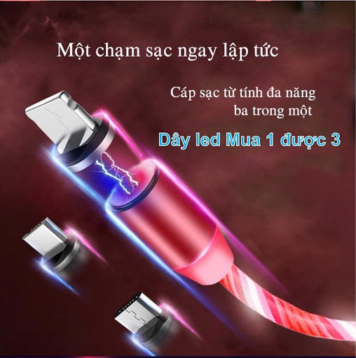 [HCM][Mua 1 được 3] Cáp sạc từ hút nam châm đầu micro usb type C và iPhone 360 độ dây dù