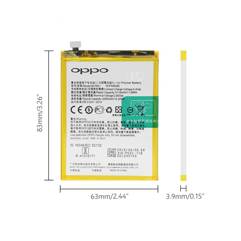 Pin oppo f5 a73 chính hãng, thay pin điện thoại oppo f5 chất lượng tốt