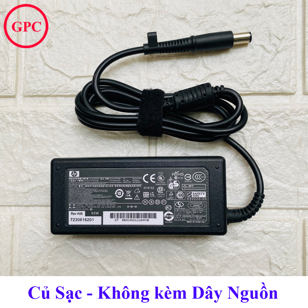 Sạc Laptop HP chân kim To 18.5V - 3.5A (Adapter HP chân tròn to 65W) đường kính đầu sạc 7.4mm