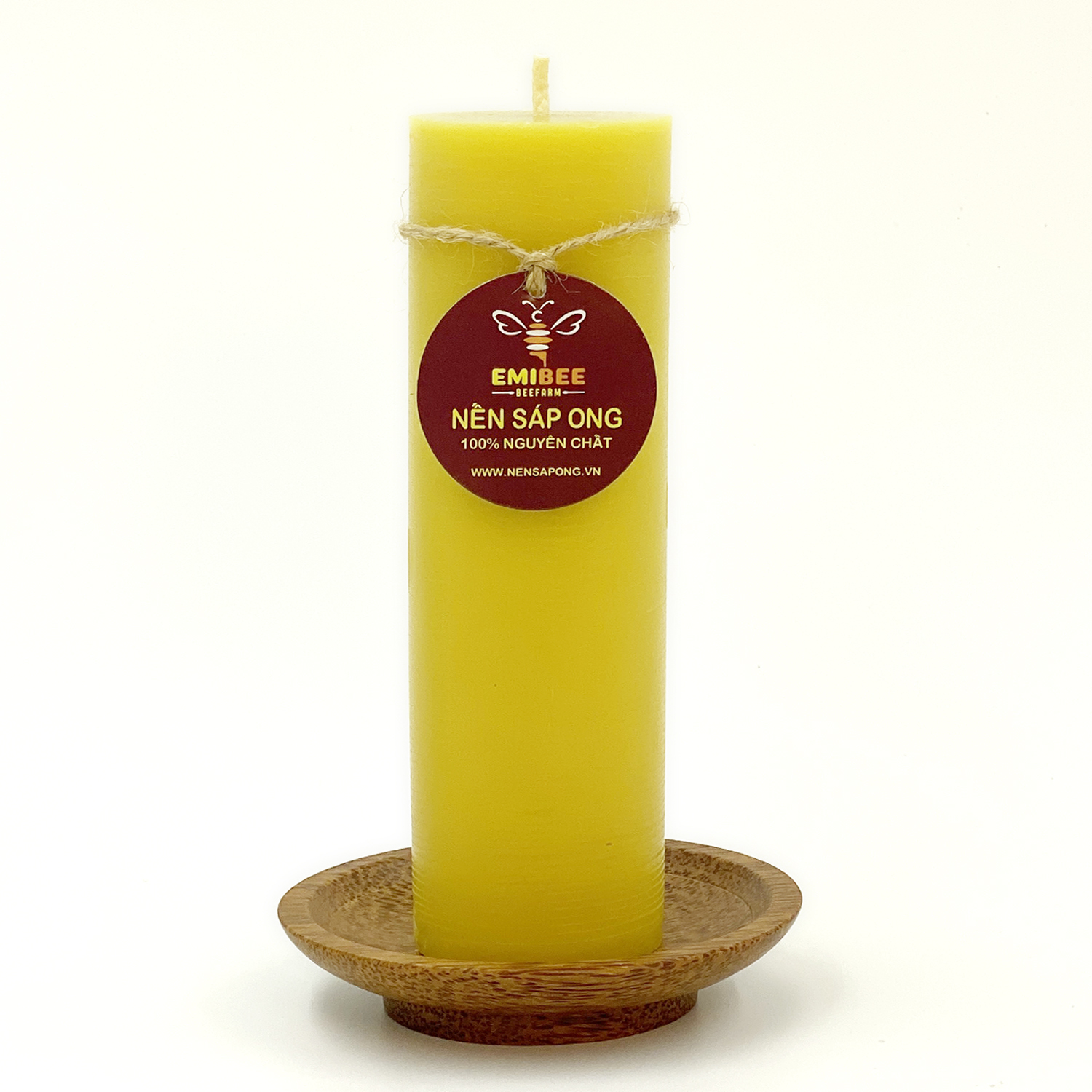 NNến Sáp Ong 120 Giờ Kèm Dĩa Gỗ Dừa 10cm : Khử Mùi Hôi Phòng Kín, Làm Sạch Không Khí, Thơm Nhẹ Mùi Mật Ong - HÀNG CHÍNH HÃNG